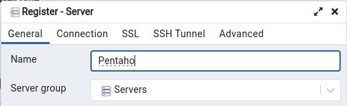pgAdmin server group list